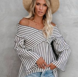 Boat Neck Striped Top
